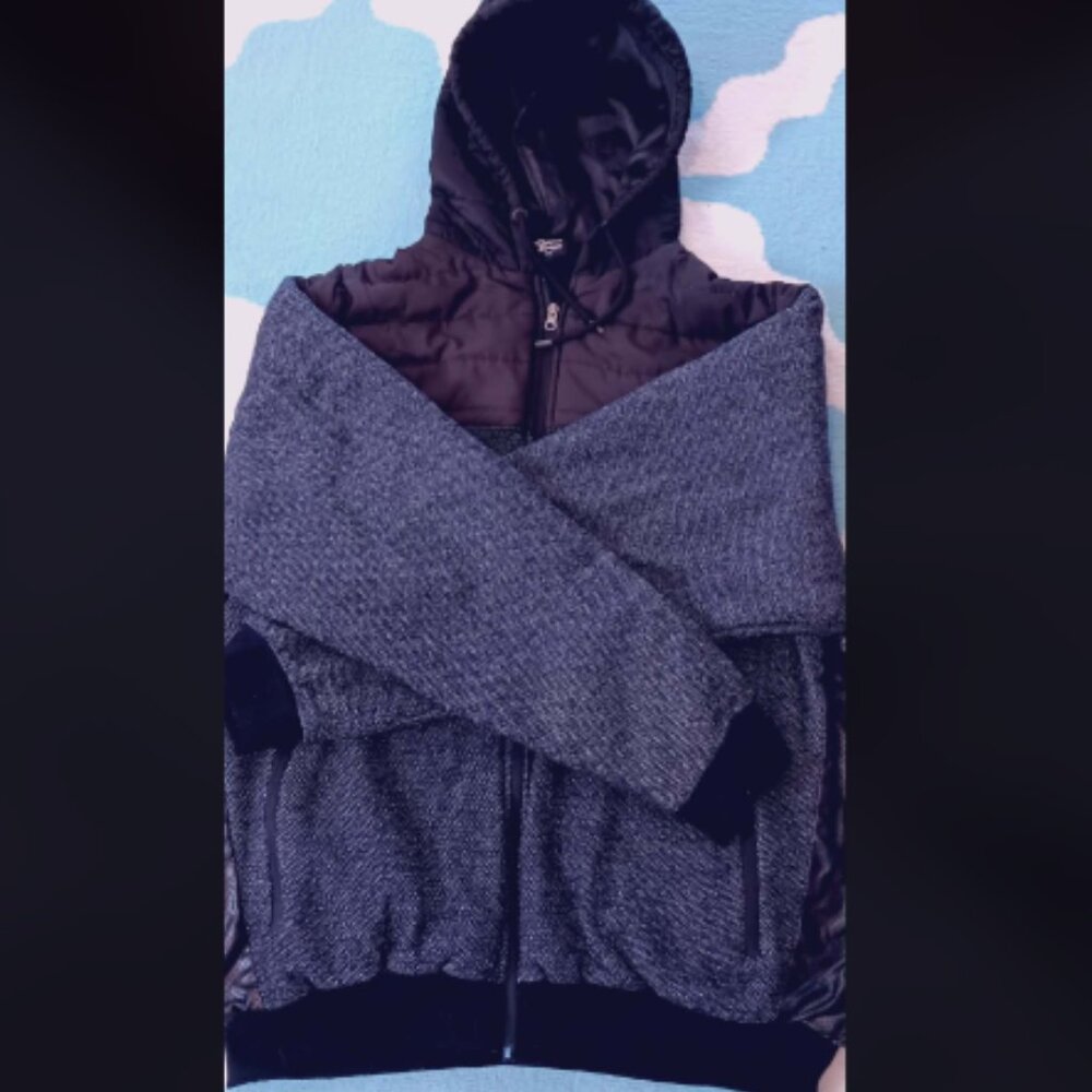 Original Deluxe Men's Sherpa Lined Pocket Zip Up Hoodie Dark Blue Black 3XL